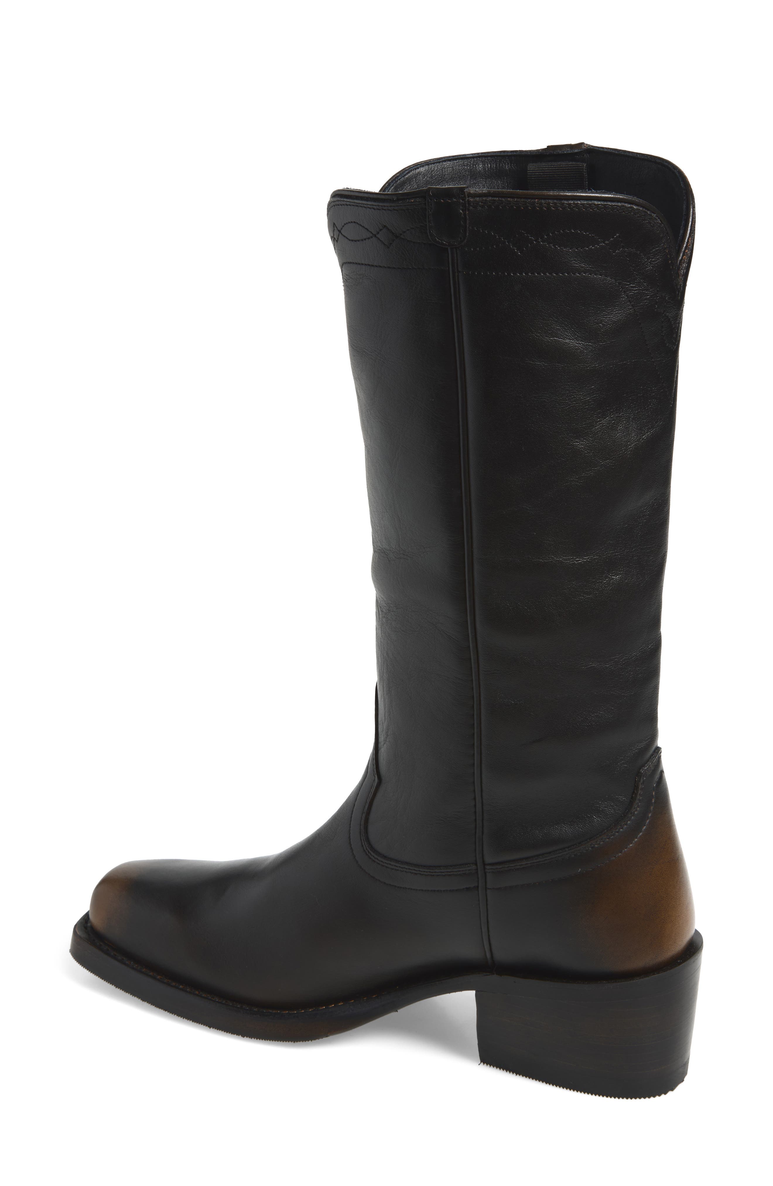 Charlie Leather Western Boot, Alternate, color, MIDNIGHT