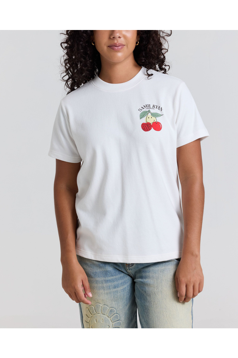 Smiley Freshly Picked Boxy Tee, Alternate, color, WHITE