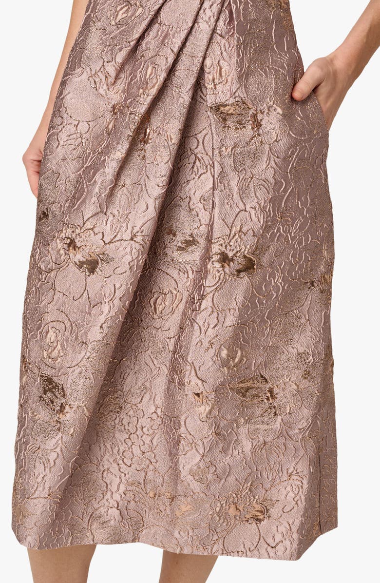 Adrianna Papell Metallic Jacquard Sleeveless Cocktail Dress, Alternate, color, Candied Ginger