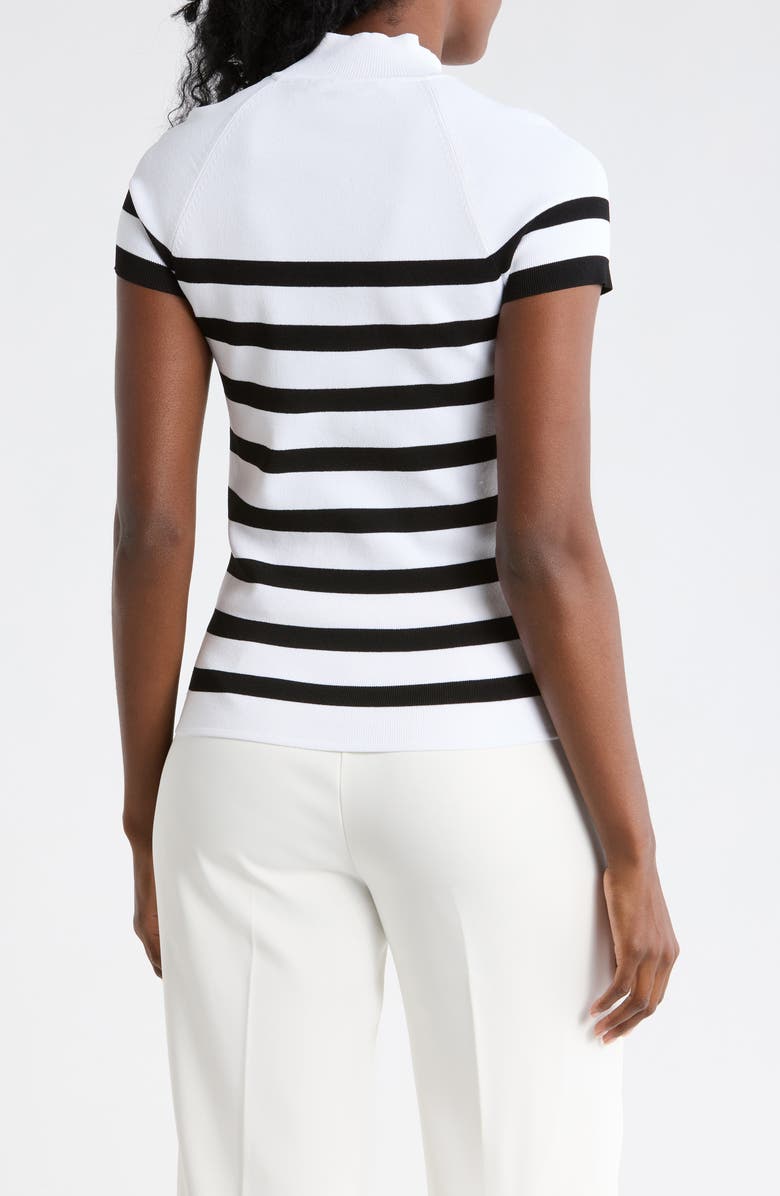 Elie Tahari Stripe Raglan Sleeve Knit Top, Alternate, color, Sky White/ Noir