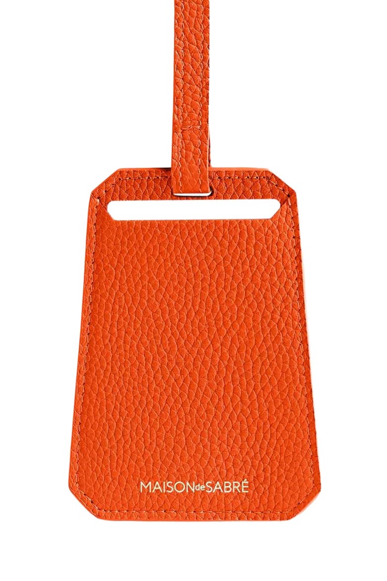 Leather Luggage Tag, Alternate, color, Manhattan Orange