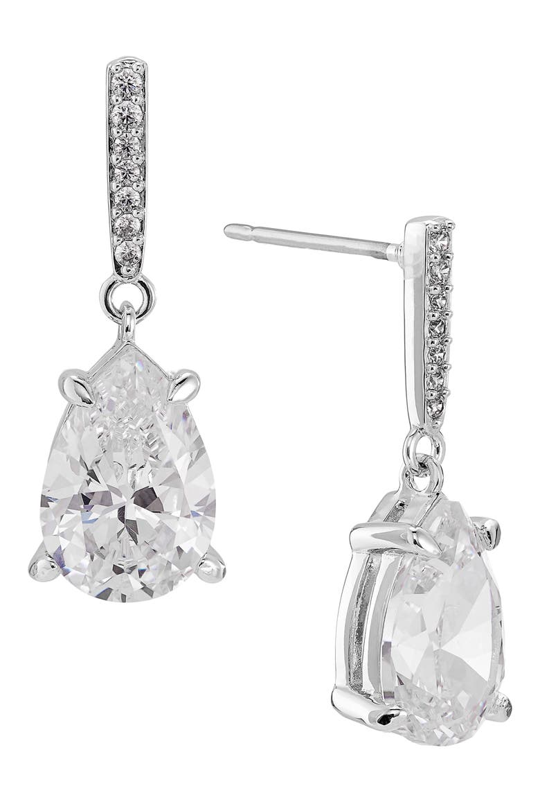 Colette Drop Earrings, Main, color, RHODIUM