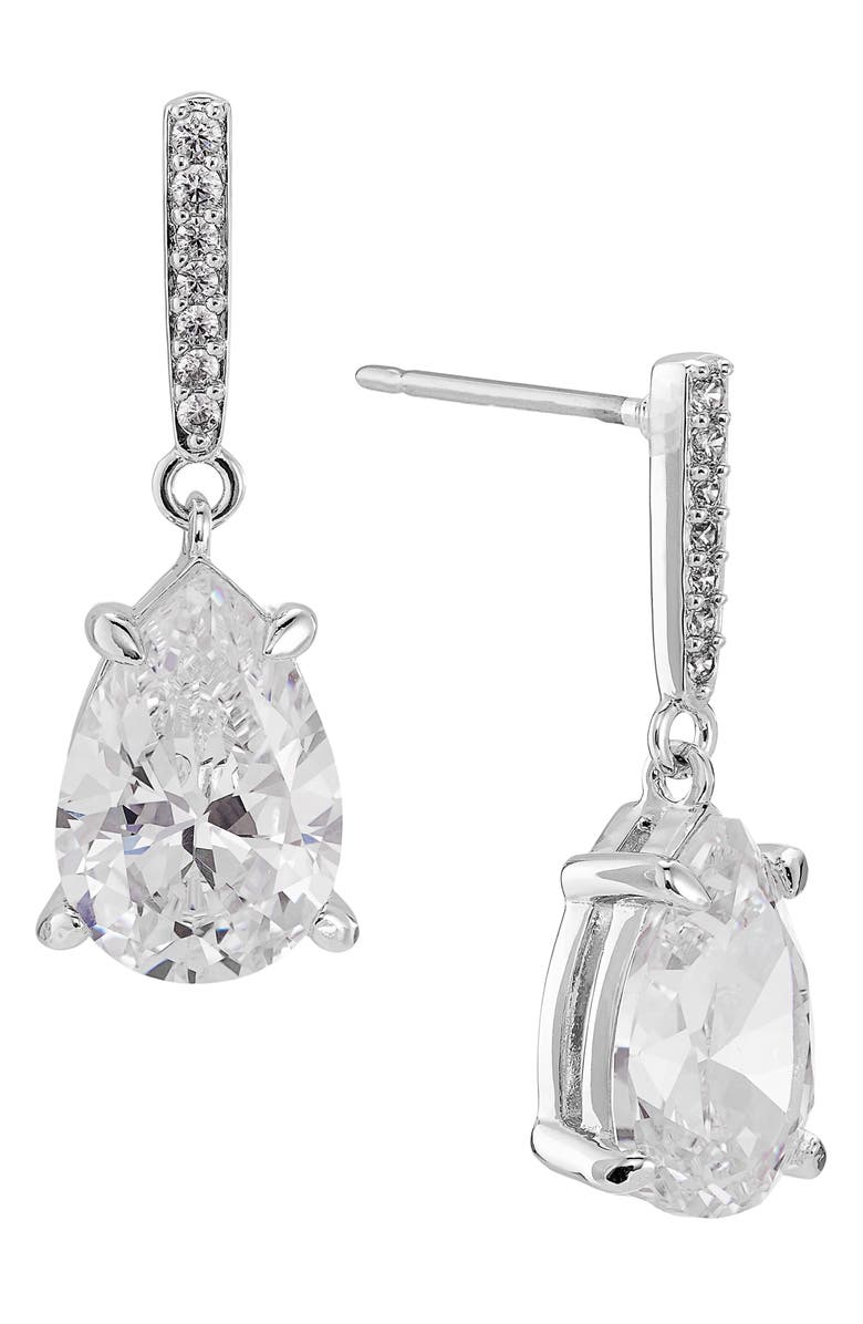 Nadri Colette Drop Earrings, Main, color, Rhodium