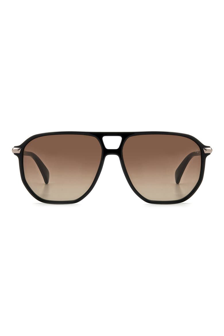 58mm Rectangular Sunglasses, Main, color, BLACK/ BROWN GRADIENT