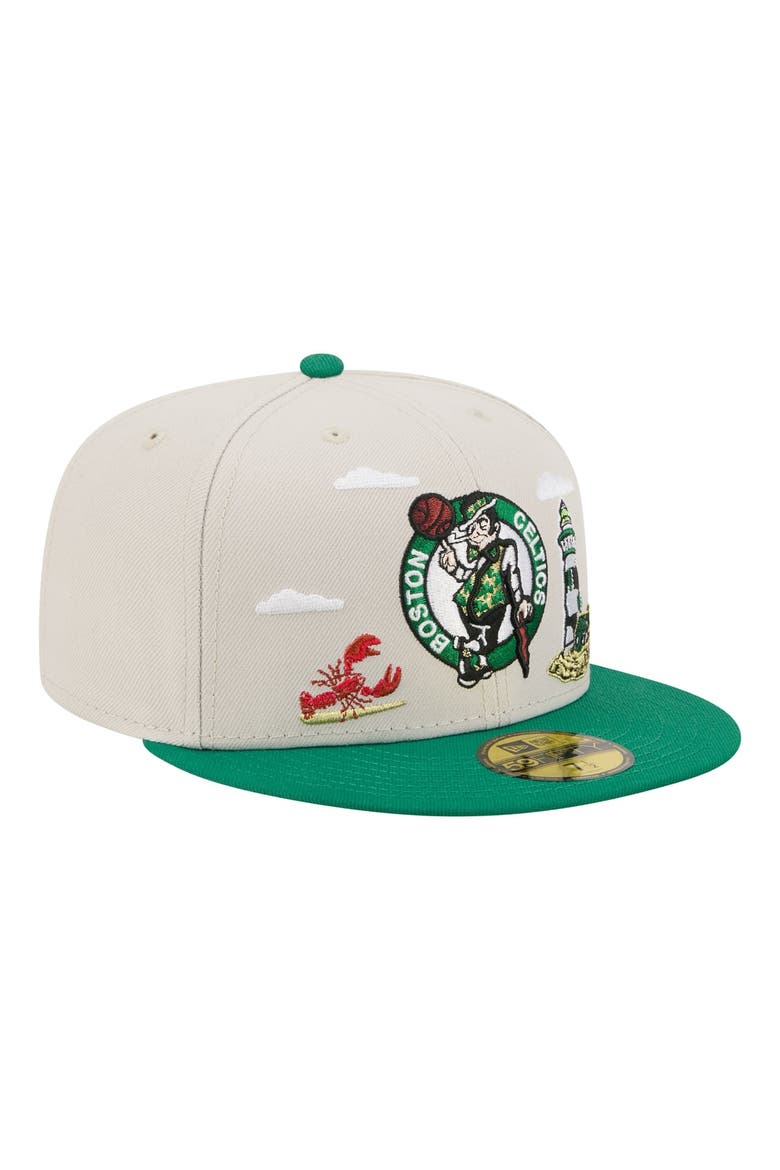 Men's New Era  Tan/Kelly Green Boston Celtics Localized City Icon 59FIFTY Fitted Hat, Alternate, color, Tan