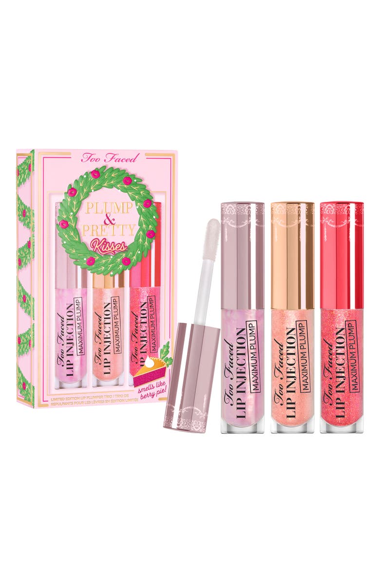 Too Faced Plump & Pretty Kisses Trio $52 Value, Main, color,