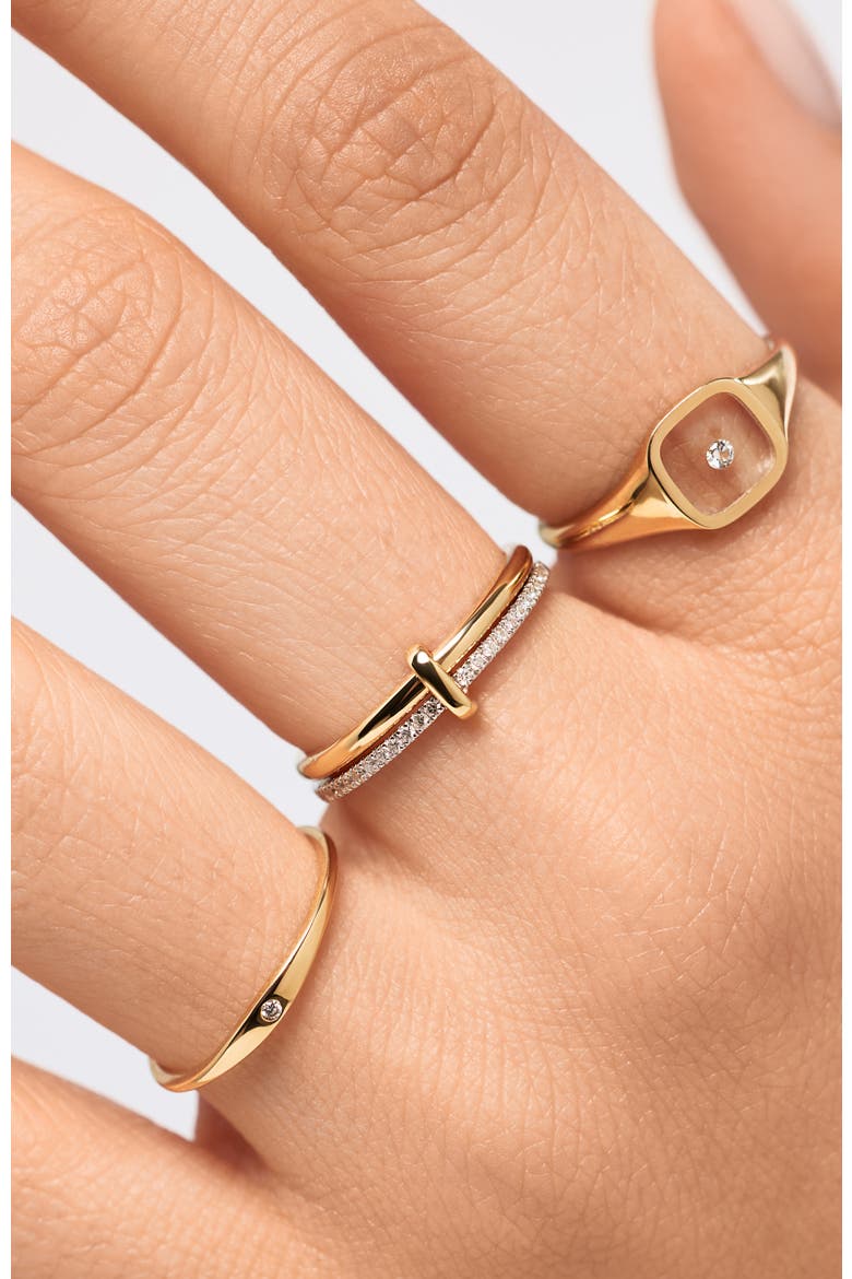 Solid Yellow Gold - Duo Diamond Link Ring, Alternate, color, Two-Tone