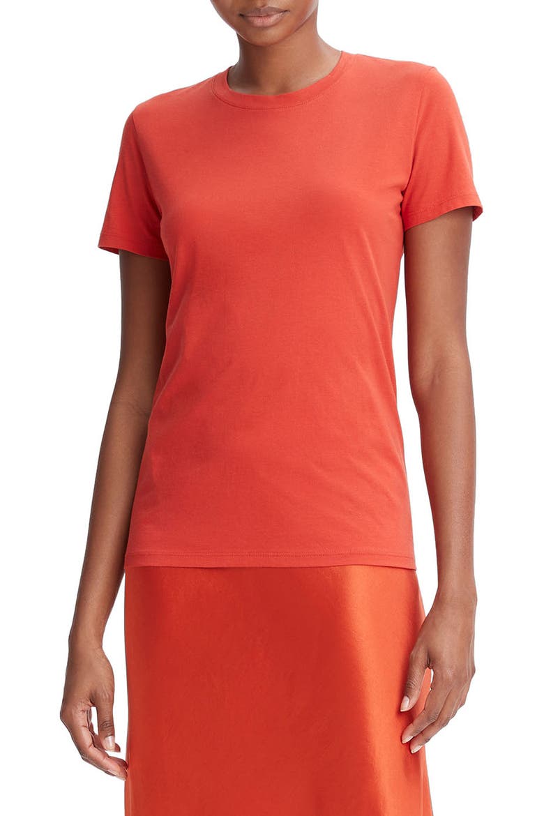 Essential Crewneck Pima Cotton T-Shirt, Main, color, VERMILLION
