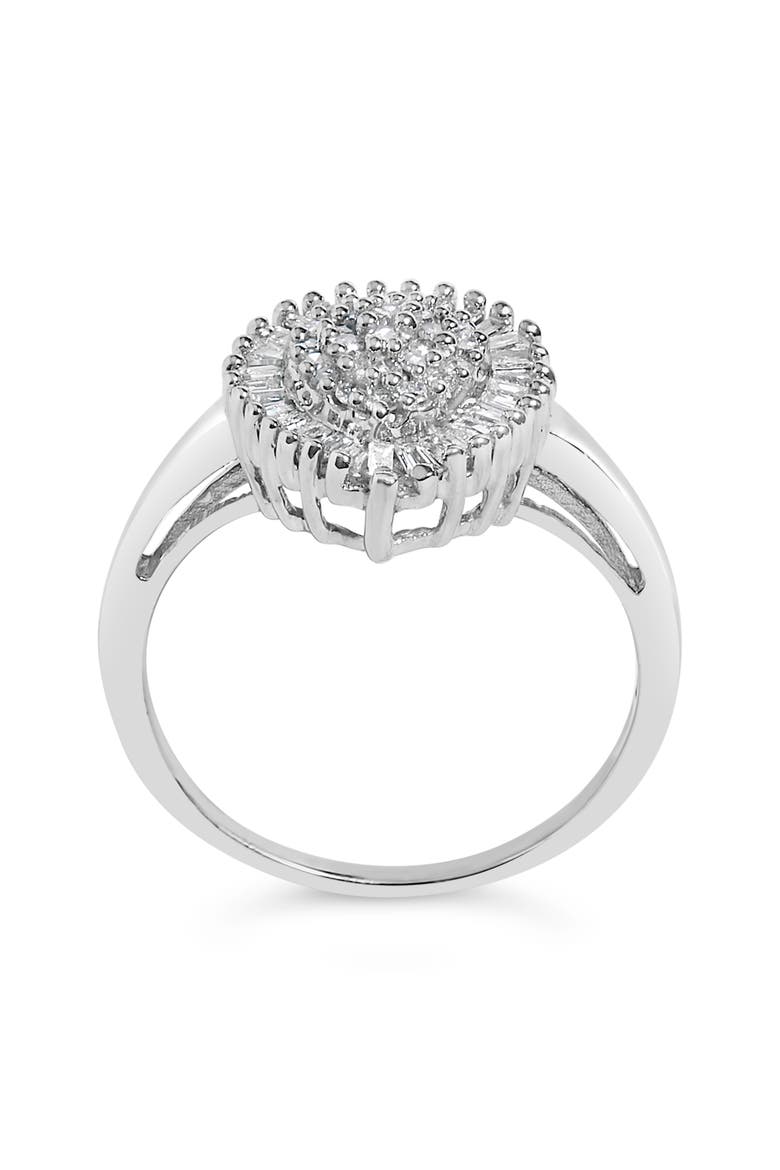 10K Gold 1/2 Cttw Diamond Domed Pave and Cluster Halo Cocktail Ring, Alternate, color, White