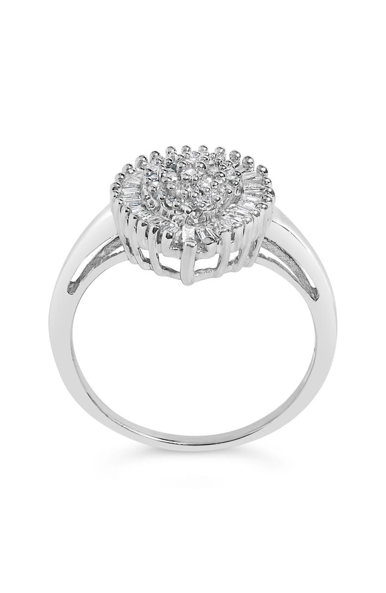 Haus of Brilliance 10K Gold 1/2 Cttw Diamond Domed Pave and Cluster Halo Cocktail Ring, Alternate, color, White