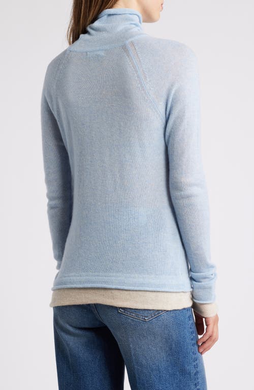 Griffen Contrast Trim Wool & Cashmere Sweater In Light Blue/oat