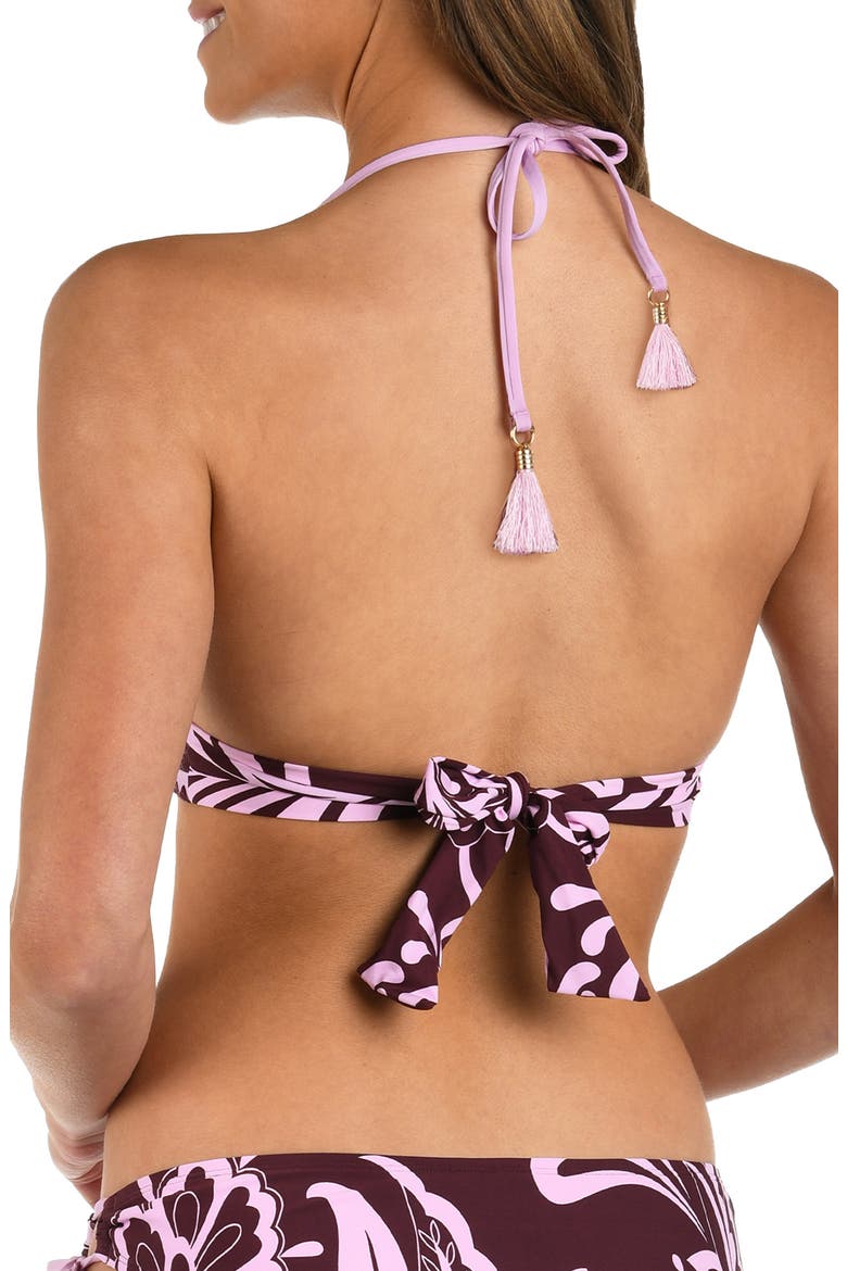Fiji Soft Band Embroidered Bikini Top, Alternate, color, DARK CHERRY
