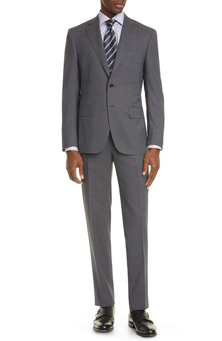 Canali Siena Soft Classic Fit Houndstooth Wool Suit, Main, color, 