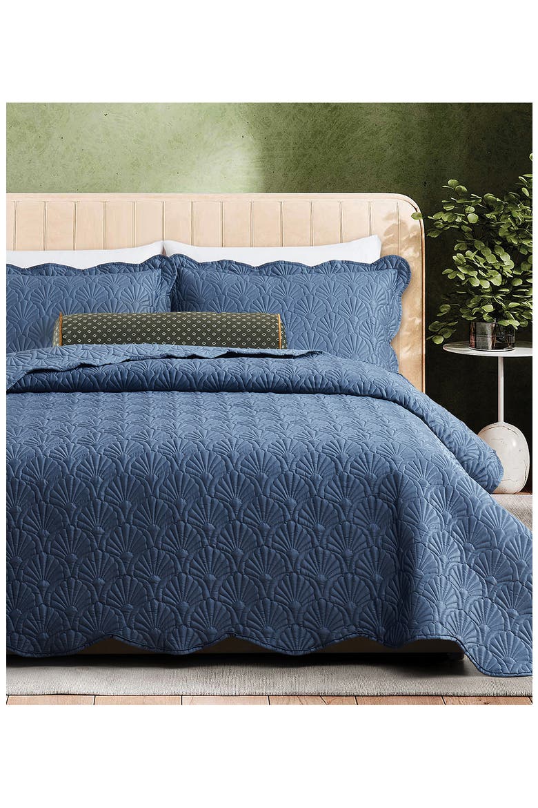 Deco Shells Quilt & Shams Set, Alternate, color, SAPPHIRE BLUE