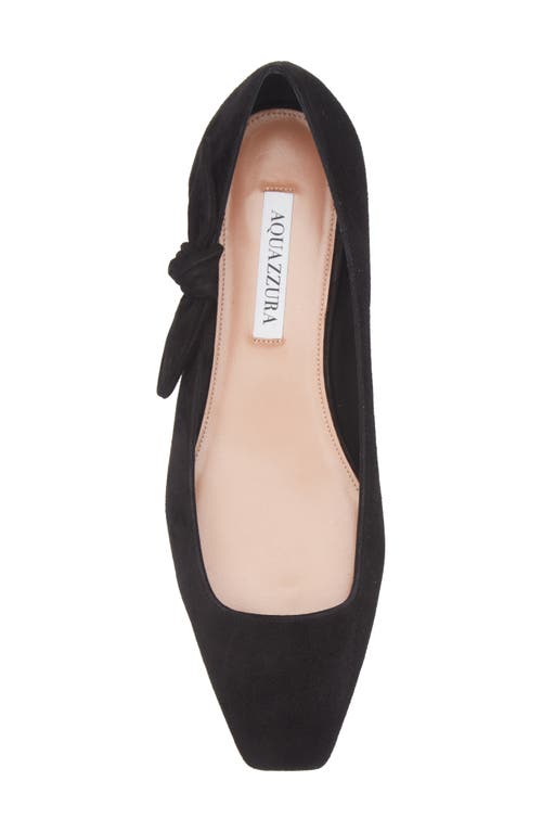 Aquazzura Very Bow Tie Suede Ballet Flats In Black