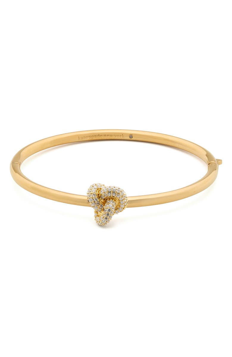 Kate Spade New York pavé hinge bangle, Main, color, Clear/ Gold