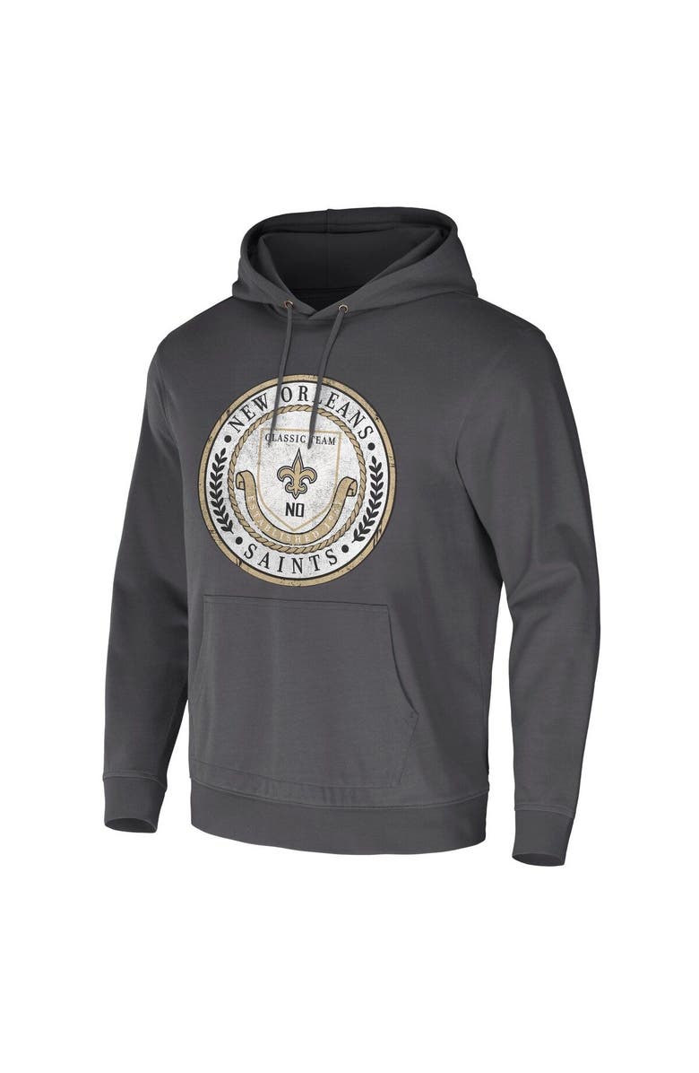 NFL X DARIUS RUCKER Men's NFL x Darius Rucker Collection by Fanatics Charcoal New Orleans Saints Washed Pullover Hoodie, Alternate, color, Black