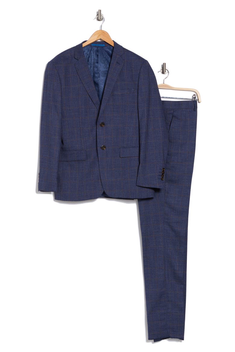 Slim Fit 3-Piece Blue Check Suit, Alternate, color, BLUE