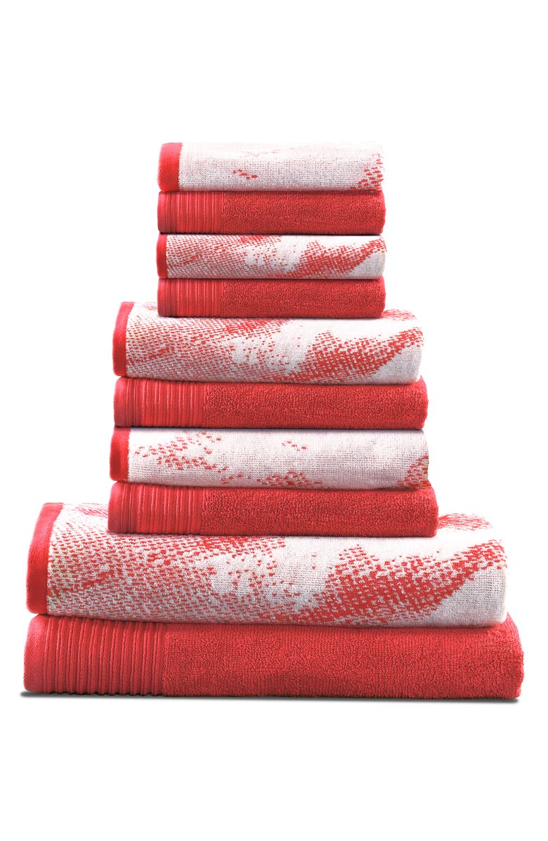 Superior Marble 10-Piece Quick-Drying Cotton Towel Set, Main, color, Terra Cotta