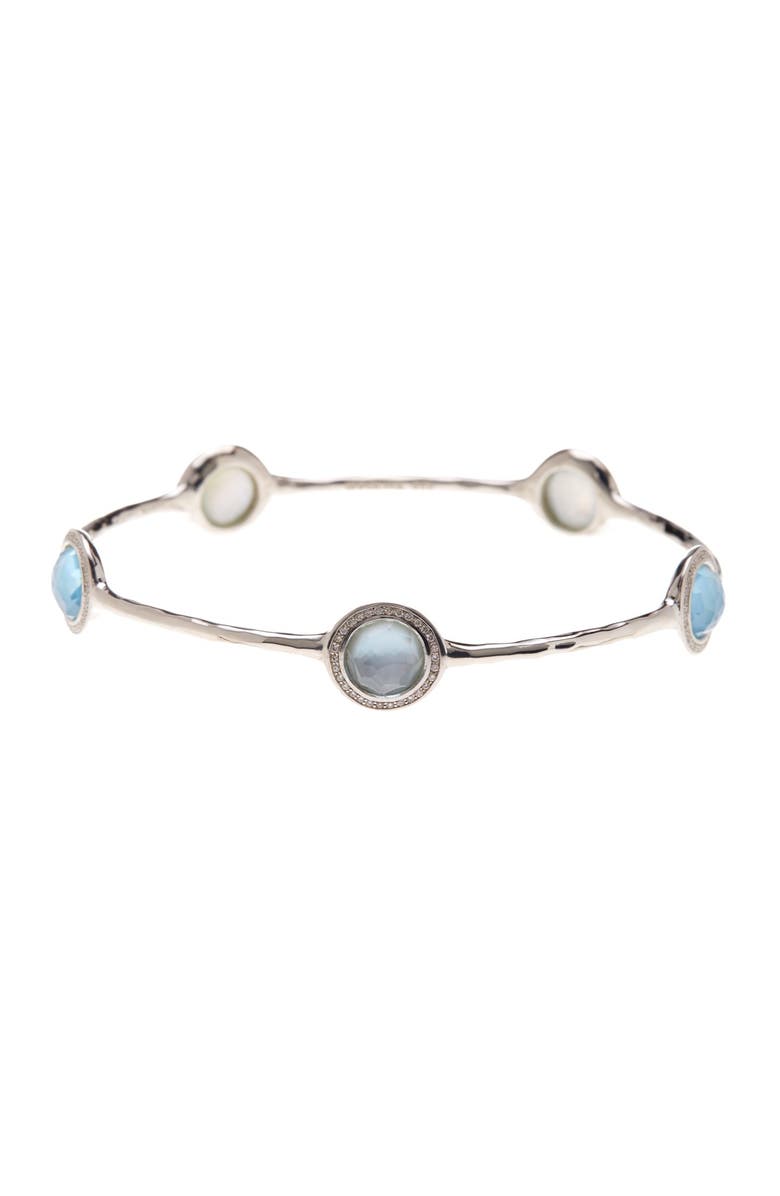 Ippolita Lollipop Swiss Blue Topaz & Halo Set Diamond Station Bangle, Main, color, 