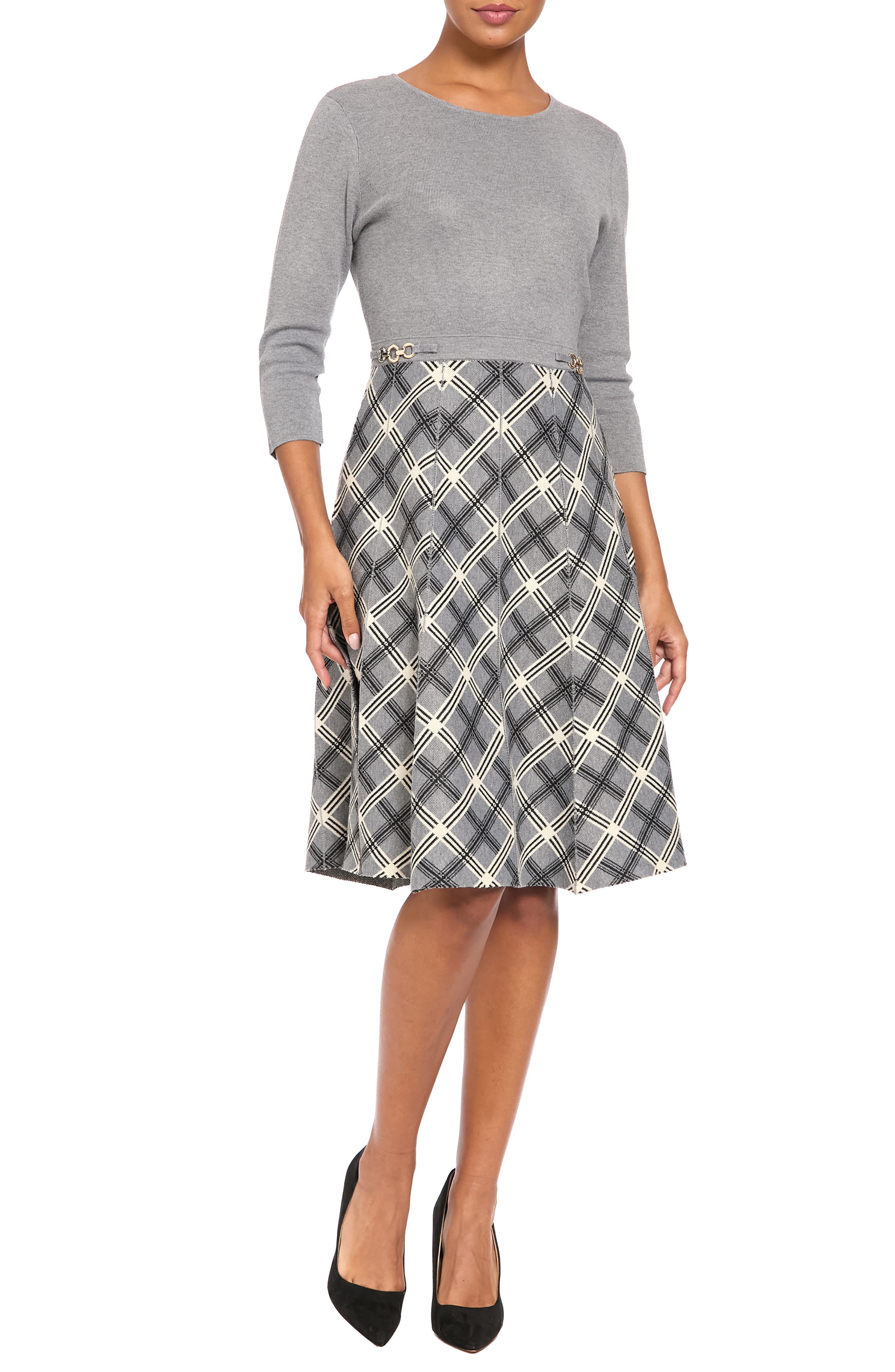 Three Quarter Sleeve Midi Dress