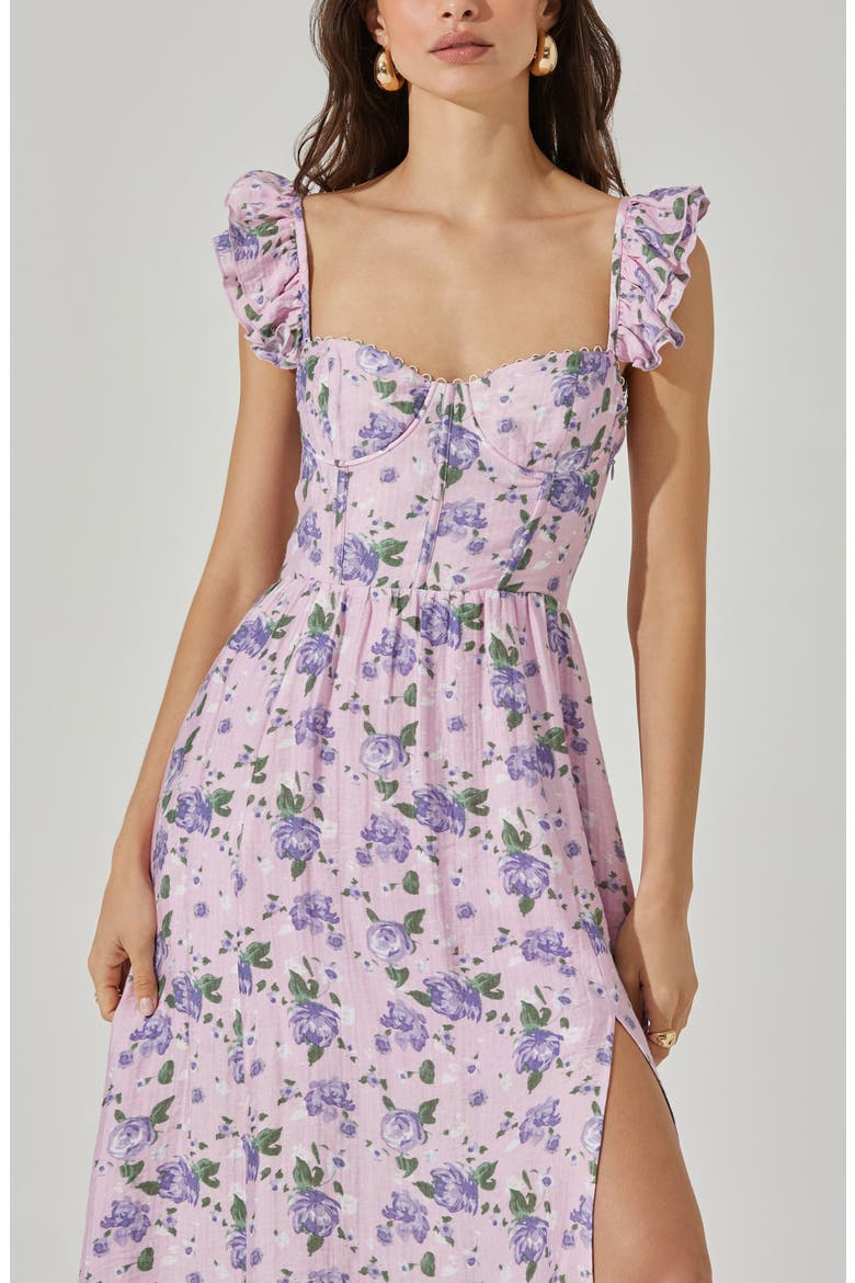 wedelia floral bustier ruffle midi dress Astr | Dresses | Wedelia Floral Bustier Ruffle Midi Dress Astr Small