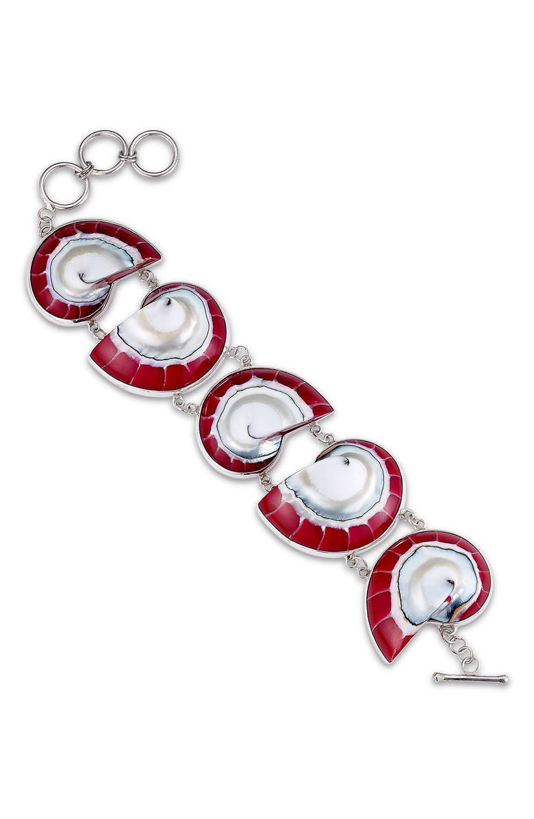 SAMUEL B. Red Nautilus Shell Bracelet, Main, color, Silver Multi