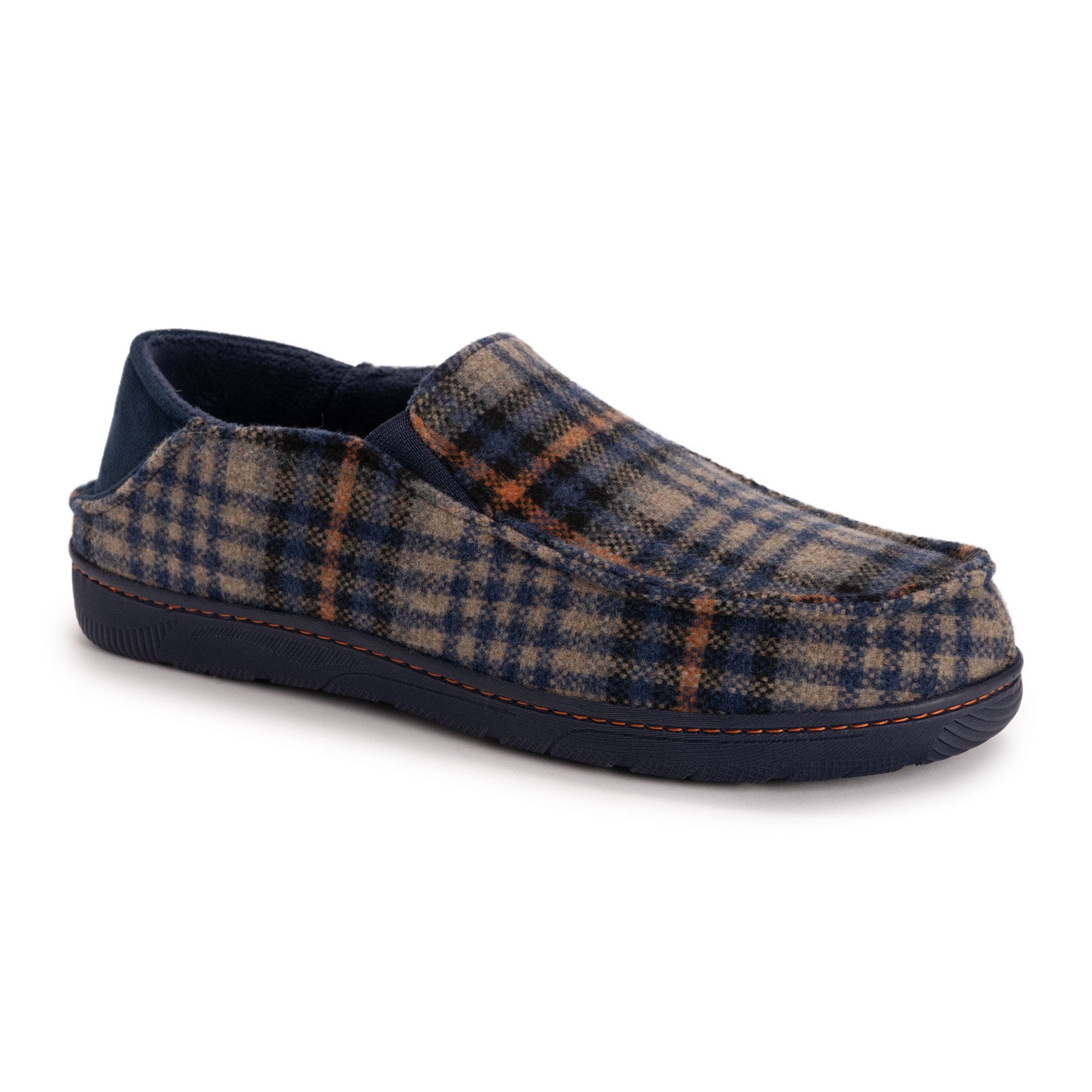 MUK LUKS Owen Step-Down Slipper, Main, color, Navy Plaid
