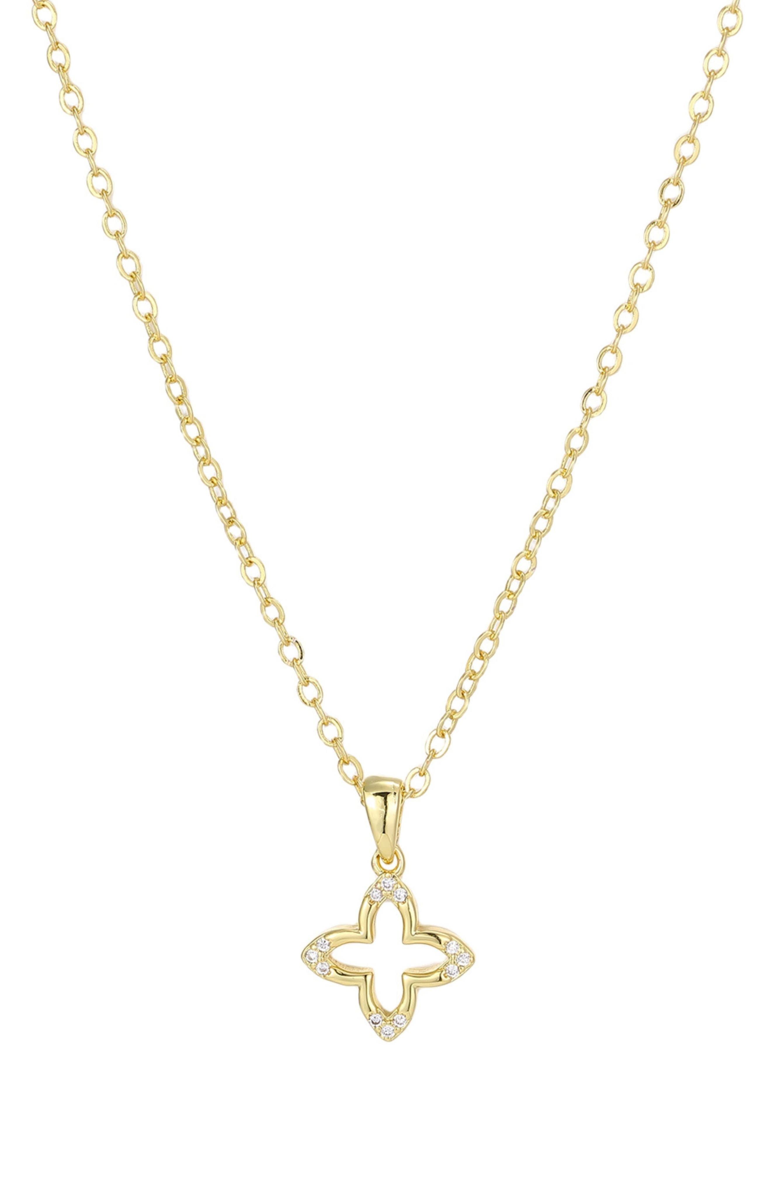 Adornia 14K Gold Plated Cubic Zirconia Clover Pendant Necklace