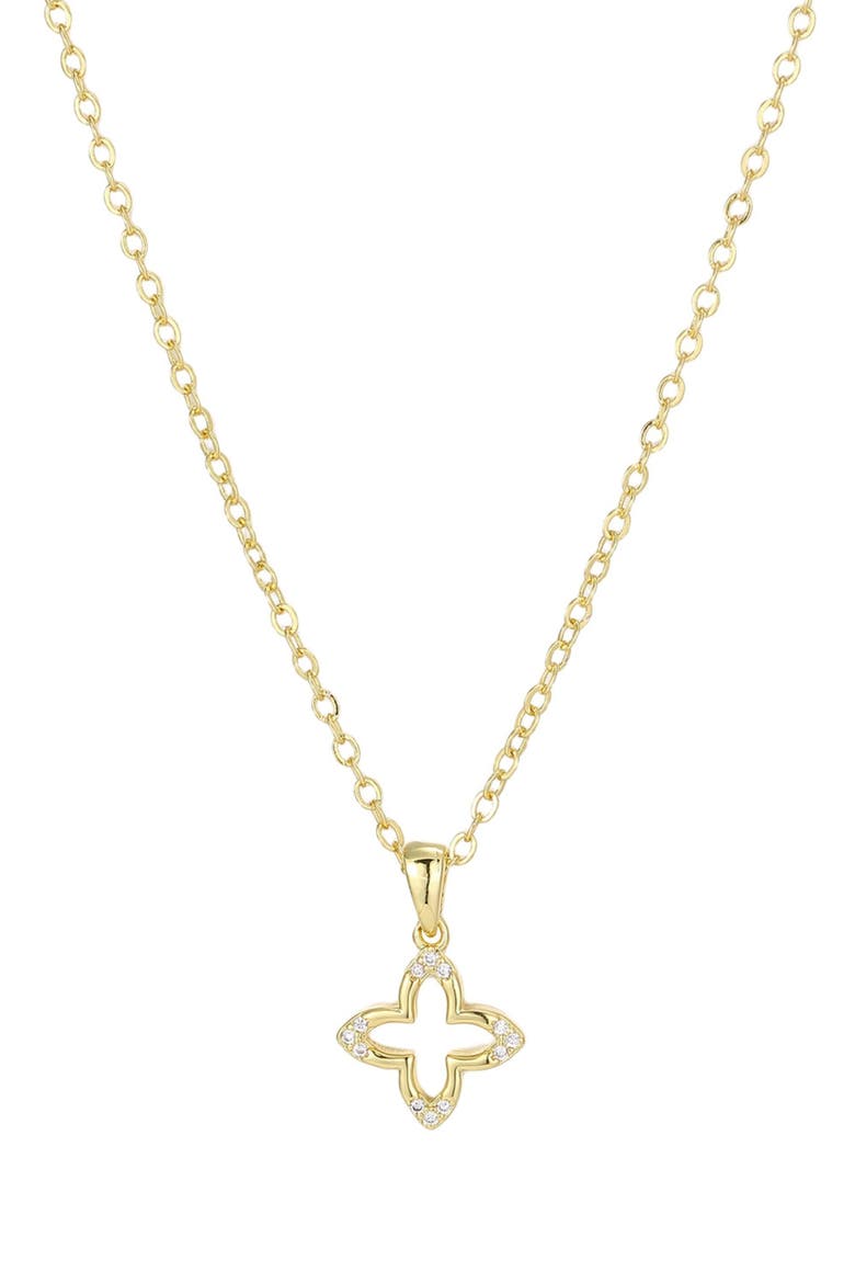 14K Gold Plated Cubic Zirconia Clover Pendant Necklace, Main, color, GOLD
