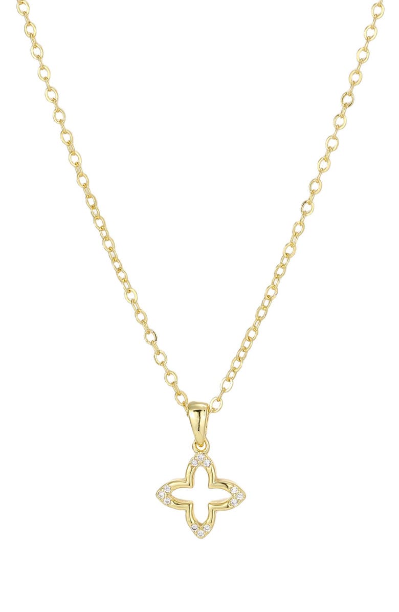 Adornia 14K Gold Plated Cubic Zirconia Clover Pendant Necklace, Main, color, Gold