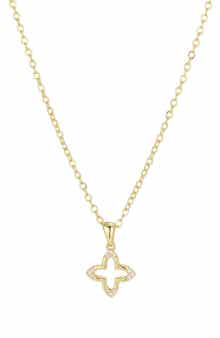 Adornia 14K Gold Plated Cubic Zirconia Clover Pendant Necklace