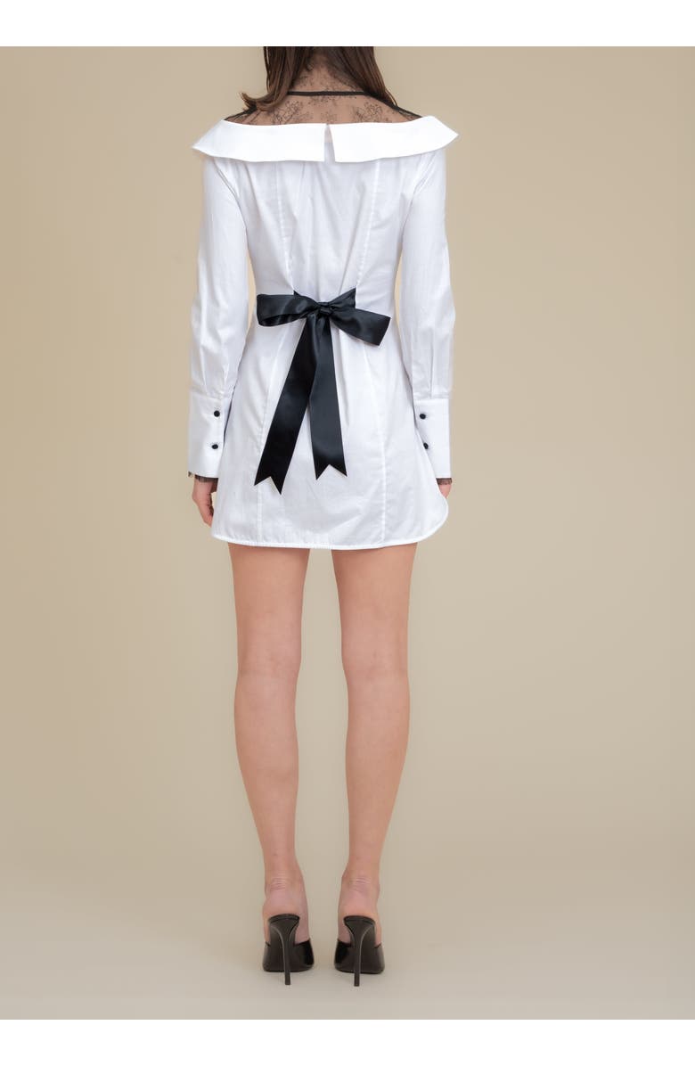 Contessa Mills Empress Oversized Lace-Trim Cotton Poplin Shirt Dress, Alternate, color, White