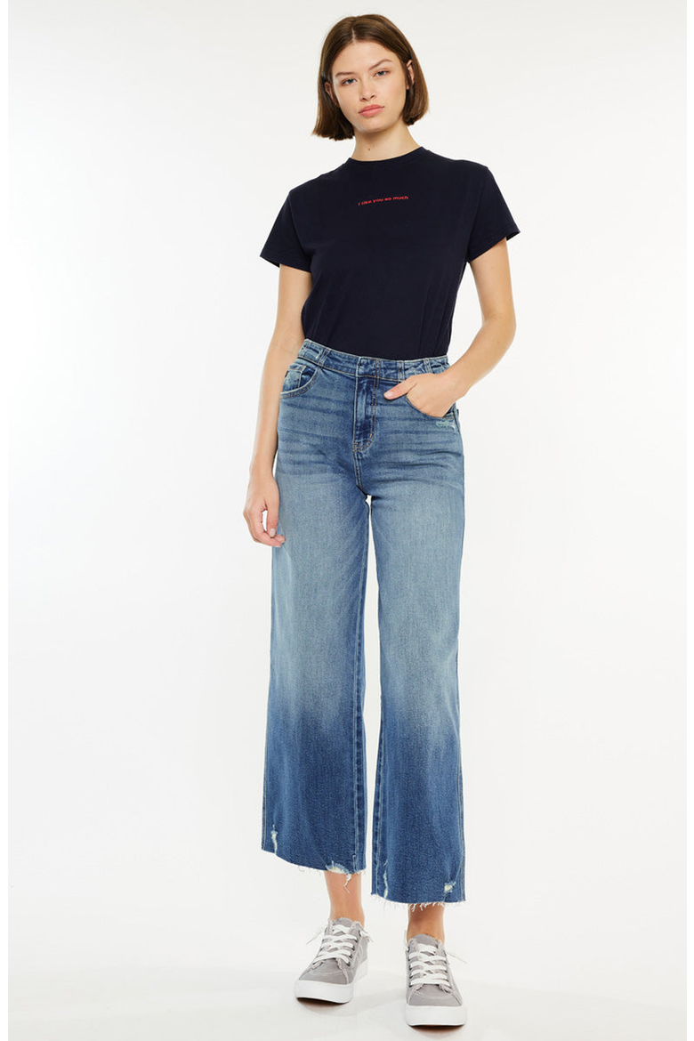 Shelly High Rise Cropped Wide Leg Jeans, Alternate, color, Medium Wash