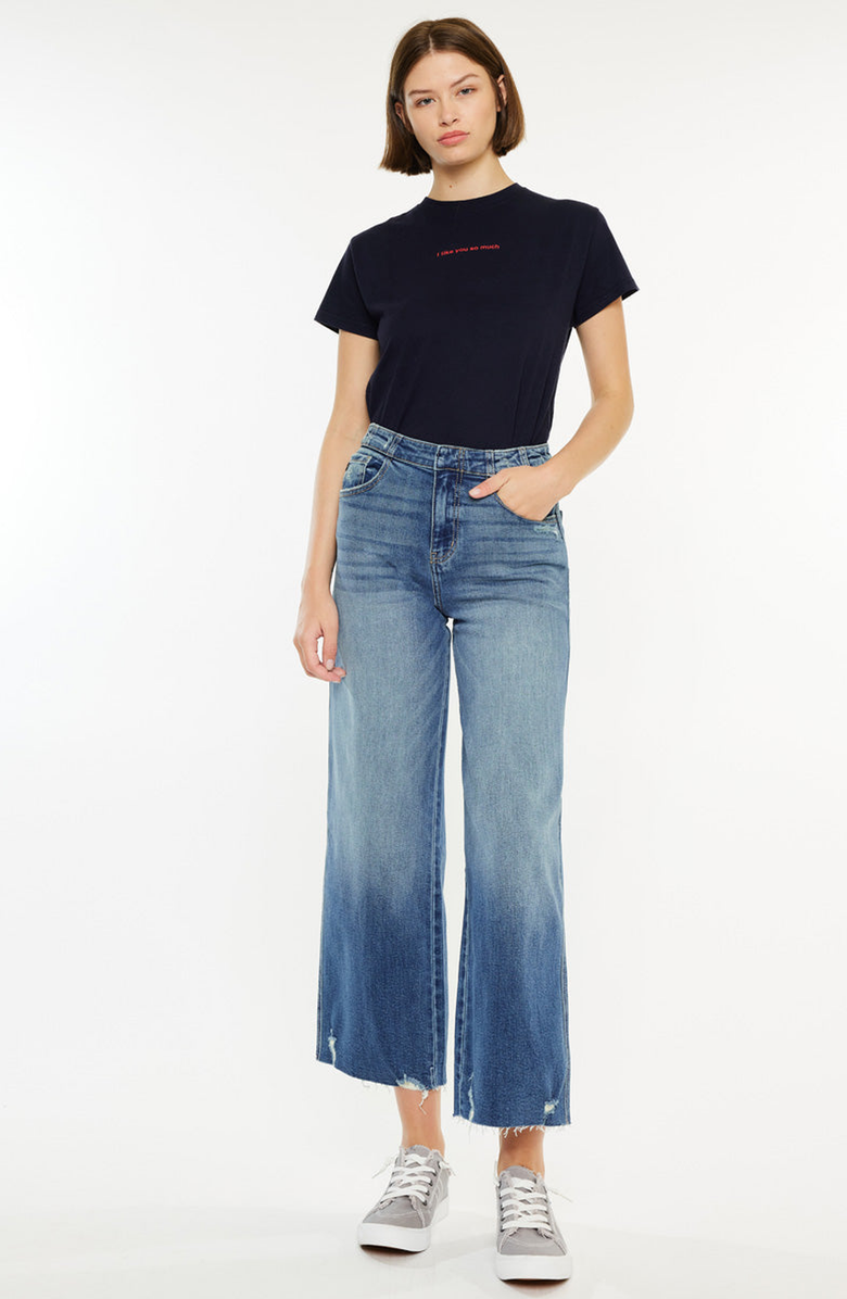 KanCan Shelly High Rise Cropped Wide Leg Jeans, Alternate, color, Medium Wash
