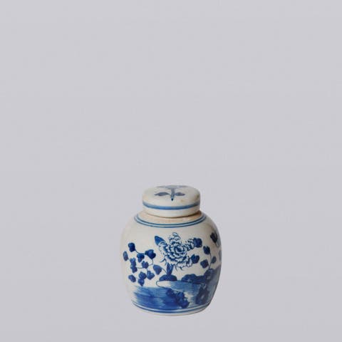 Porcelain Mini Peony Floral Round Jar