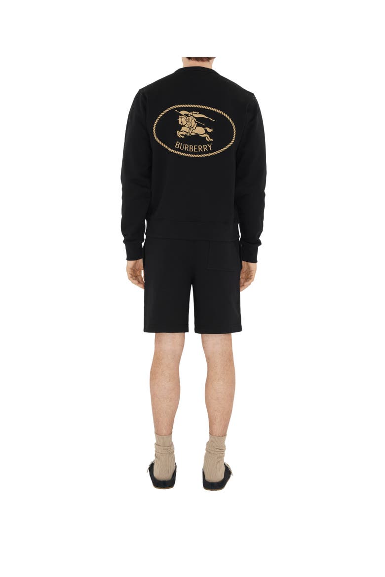 Knight Stamp Cotton Sweatshirt, Alternate, color, Black