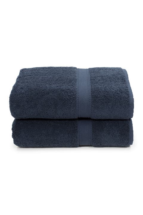 Sinemis Terry Bath Towels - Set of 2 - Navy