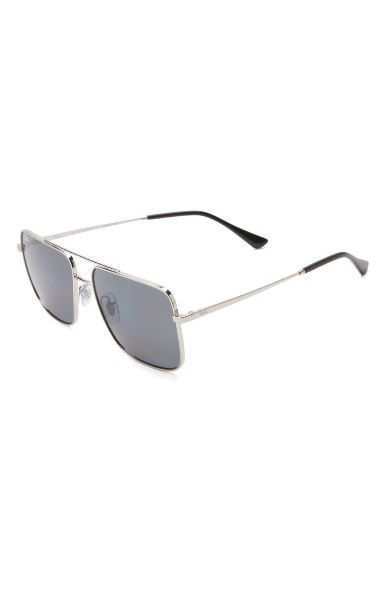 Ray-Ban 56mm Polarized Square Sunglasses, Alternate, color, Silver