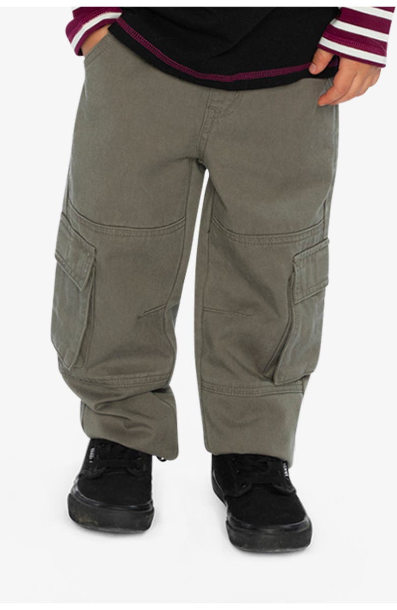 Deux par Deux Twill Cargo Pocket Elastic Drawstring Waist Pants, Alternate, color,