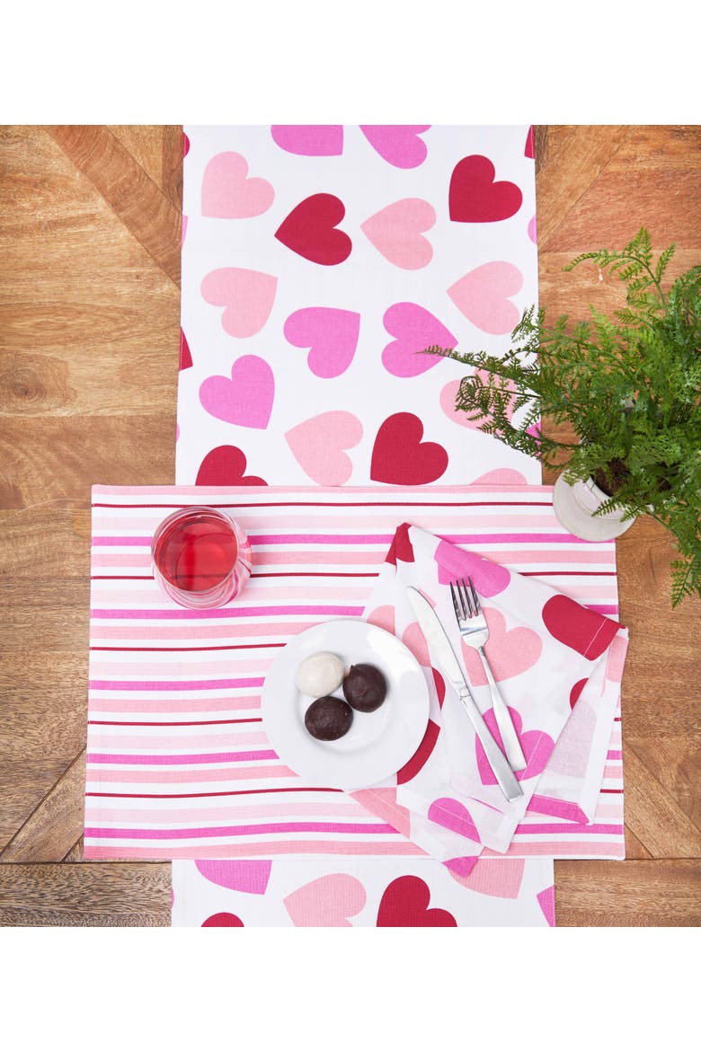 Love You More Valentine's Day Hearts 100% Cotton Set of 6 Cloth Napkins, Alternate, color, Purple