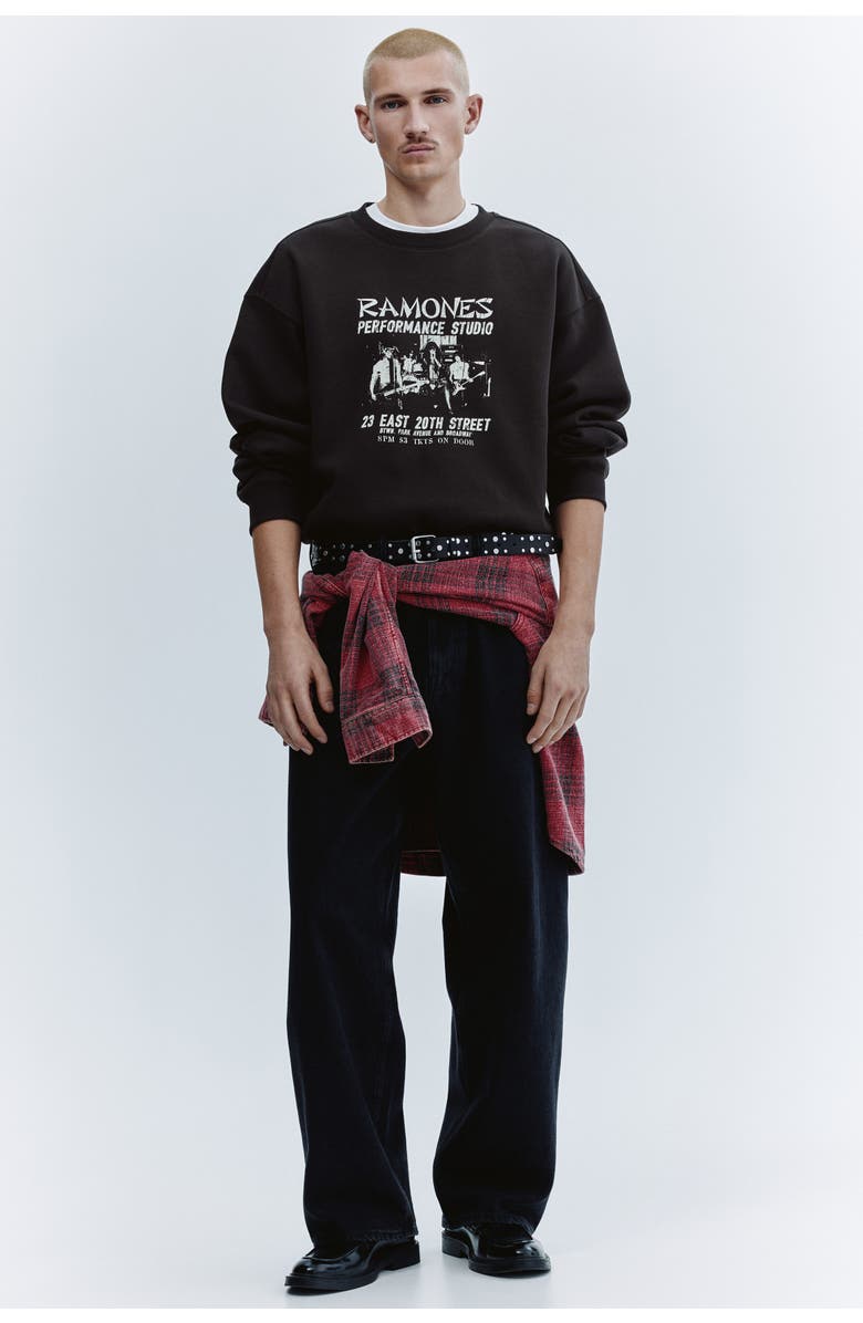 H&M Loose Fit Sweatshirt, Alternate, color, Dark Brown/Ramones