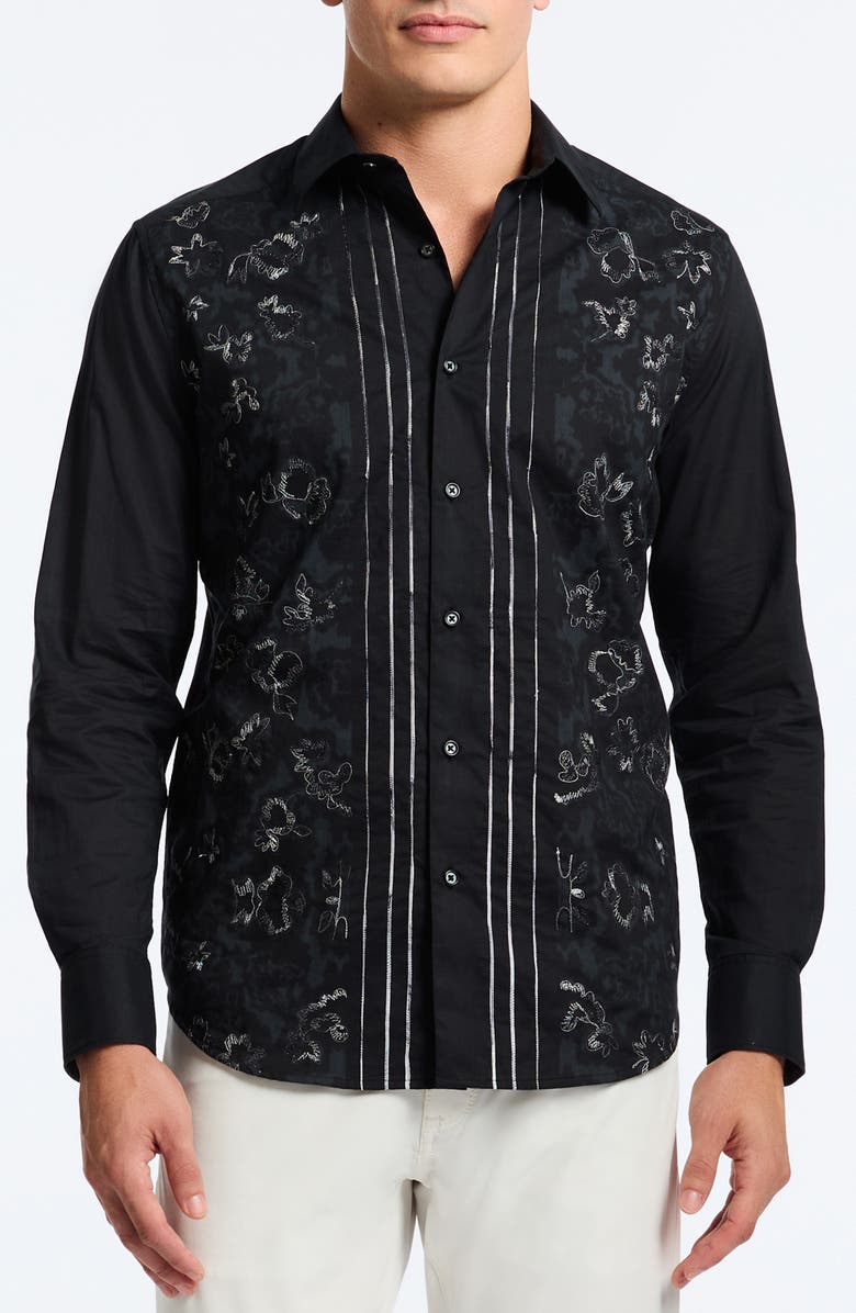 Robert Graham Havana Classic Fit Embroidered Cotton Button-Up Shirt, Main, color,