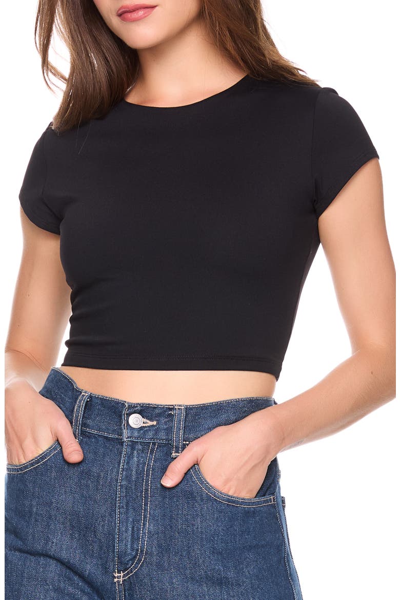 Short Sleeve Crop Crew Tee, Main, color, BLACK