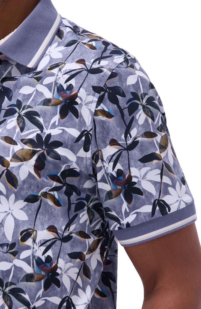 Bugatchi Tipped Floral Pima Cotton Polo, Alternate, color,