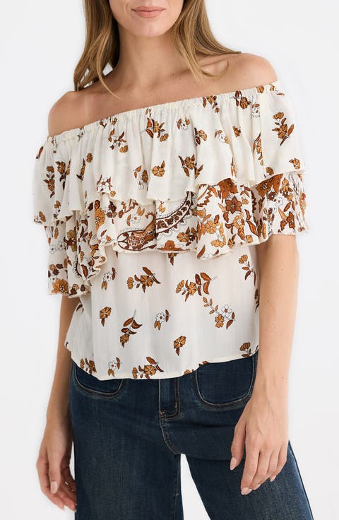 Eaphi one shoulder layered tops ivory