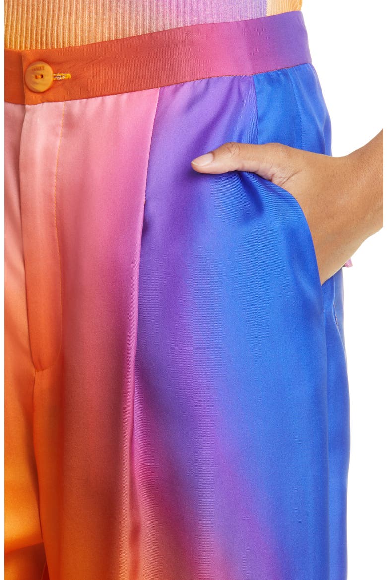 Silk Taffeta Wide Leg Pants, Alternate, color, AURA PRINT