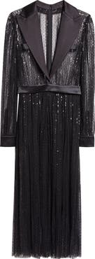 Dolce&Gabbana Sequin Sheer Long Sleeve Blazer Midi Dress
