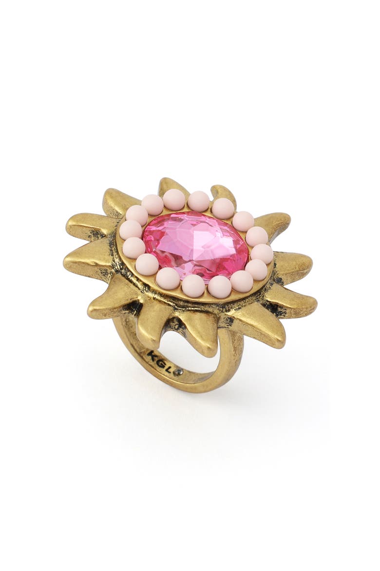 Pavé Stone Sun Cocktail Ring, Alternate, color, GOLD/ PINK