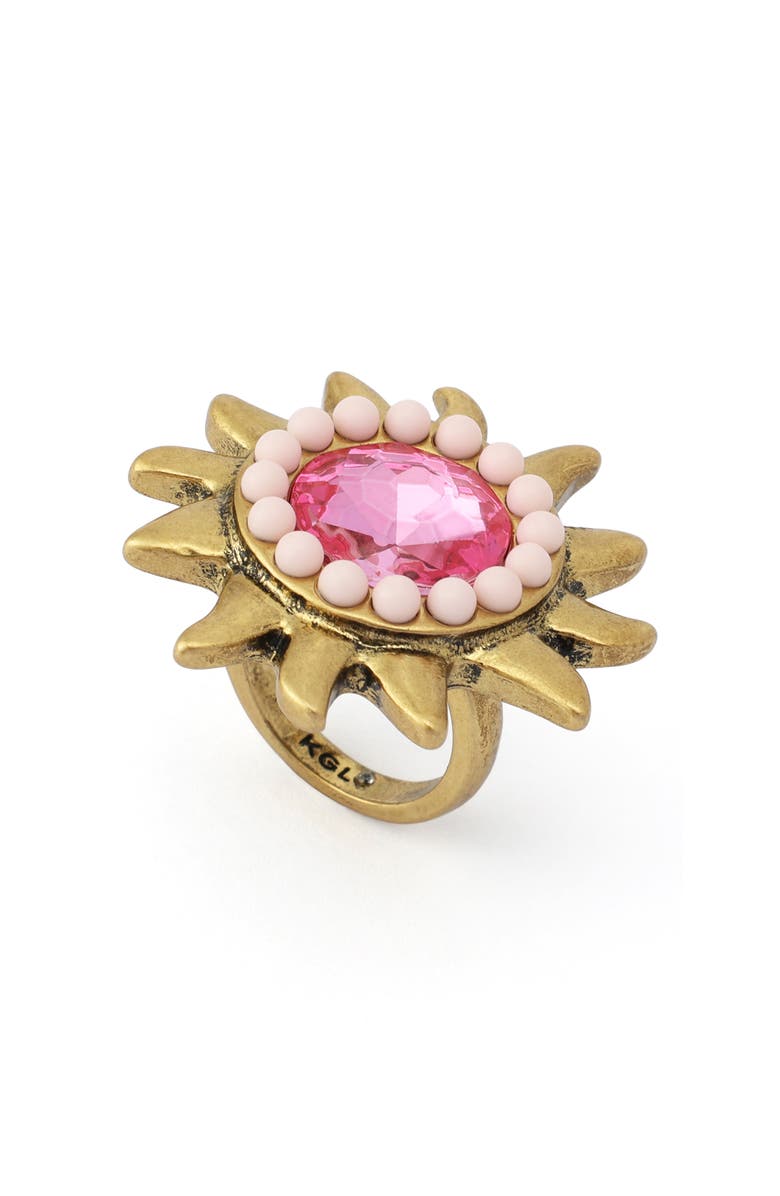 Kurt Geiger London Pavé Stone Sun Cocktail Ring, Alternate, color, Gold/ Pink